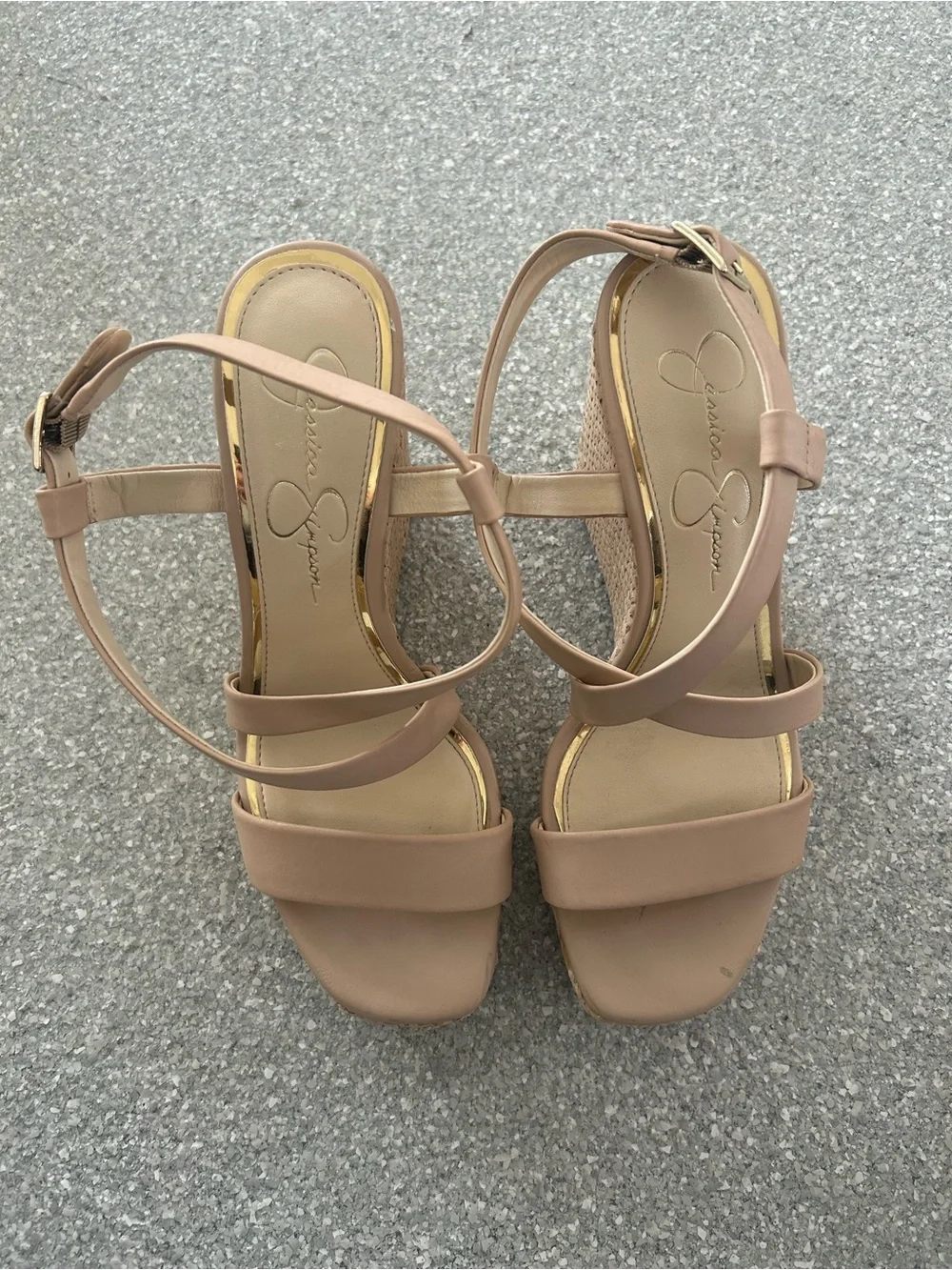 Jessica Simpson Women’s Nude Strappy Espadrille Wedge Sandals Size 8M